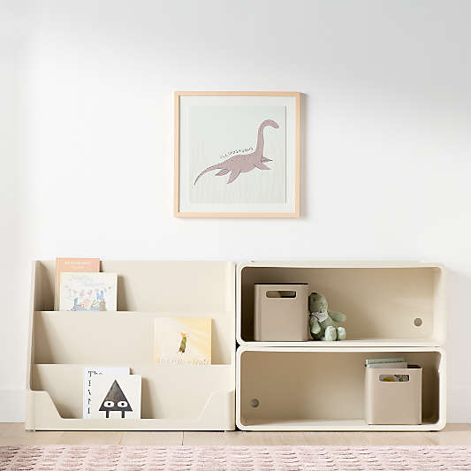 Scout 76" Set of 2 Linen Wood Kids Stackable Bookshelves with Low Bookcase