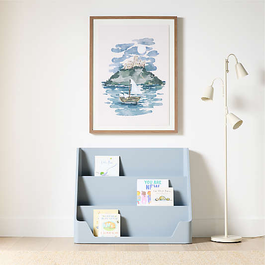 Scout Mist Blue Wood Kids Low Bookcase