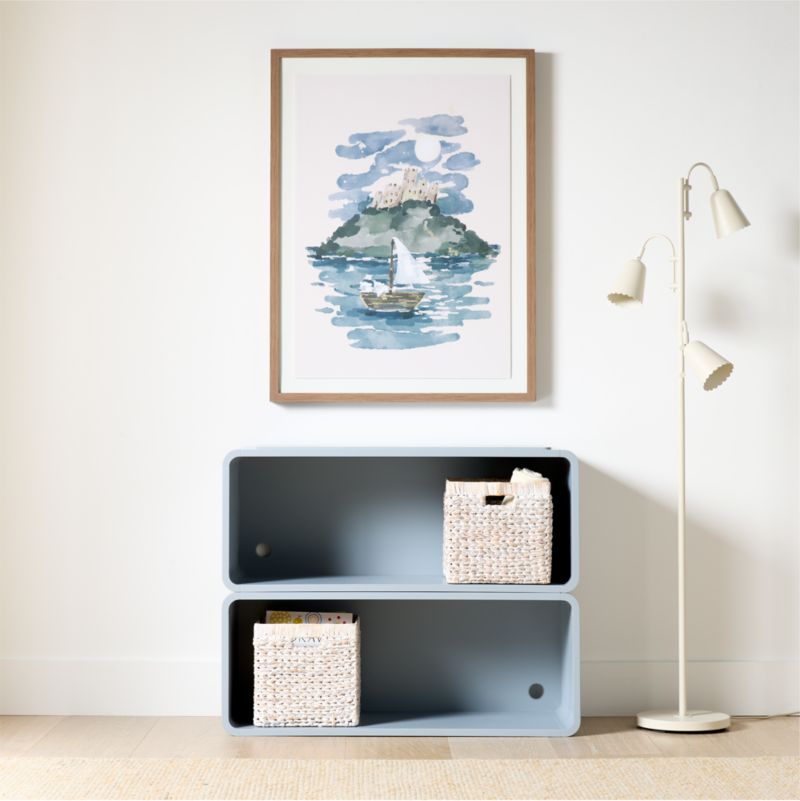 Scout Set of 2 Mist Blue Wood Kids Stackable Bookshelf - image 2 of 5