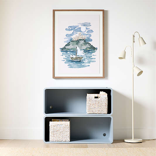 Scout Set of 2 Mist Blue Wood Kids Stackable Bookshelf