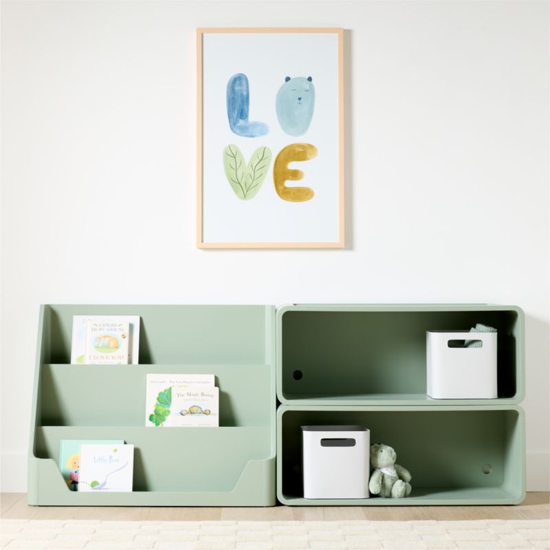 Scout Set of 2 Sage Wood Kids Stackable Bookshelves with Low Bookcase - image 2 of 5
