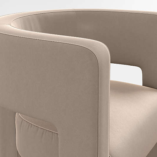 Sculpt Warm Beige Velvet Accent Chair