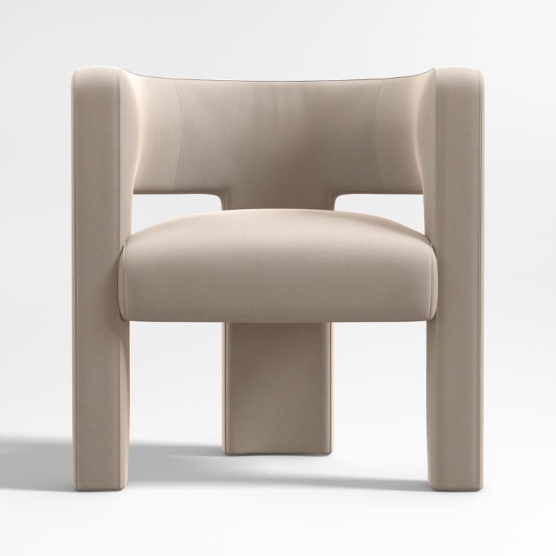 Sculpt Warm Beige Velvet Accent Chair + Reviews Crate & Barrel
