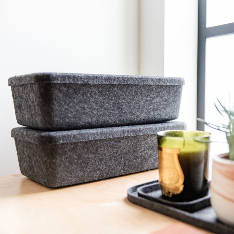 Sortjoy Long Carbon Sculpted Storage Bin with Lid, Set of 3 - image 1 of 2