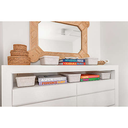SortJoy Long Stone Sculpted Storage Bin with Lid