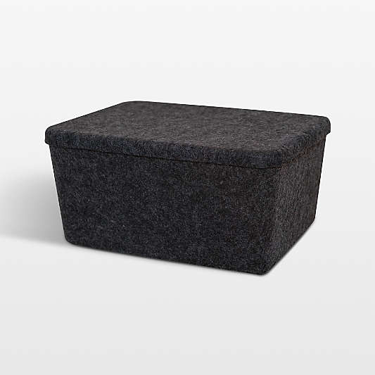 Sortjoy Wide Carbon Sculpted Storage Bin with Lid