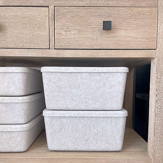 Sortjoy Wide Stone Sculpted Storage Bin with Lid