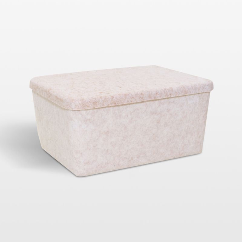 Sortjoy Wide Stone Sculpted Storage Bin with Lid, Set of 3