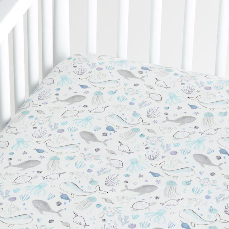 Organic Cotton Sea Baby Crib Fitted Sheet