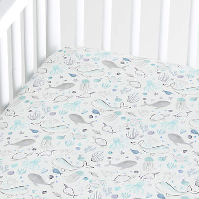 Stay Cool Sea Organic Cotton Baby Crib Fitted Sheet