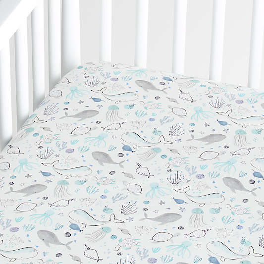 Stay Cool Sea Organic Cotton Baby Crib Fitted Sheet