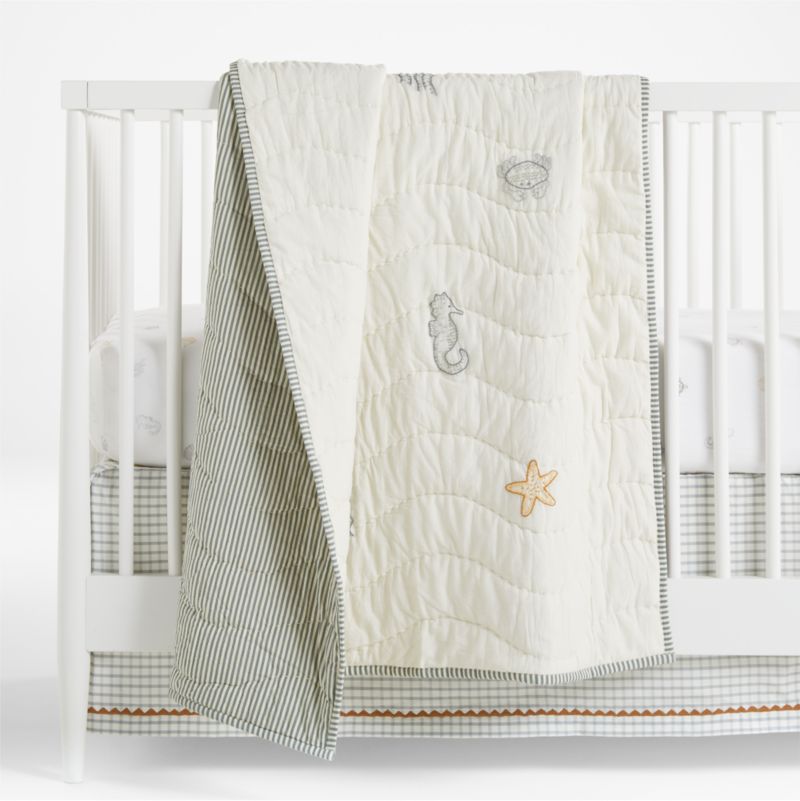 Sea Dreams Organic Cotton Baby Crib Quilt