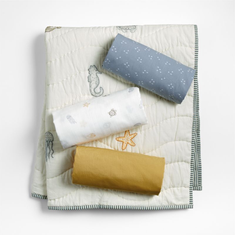 Sea Dreams Organic Cotton Baby Bedding Bundle Set - image 0 of 11