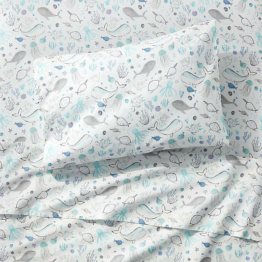 Stay Cool Sea Organic Cotton Toddler Sheet Set