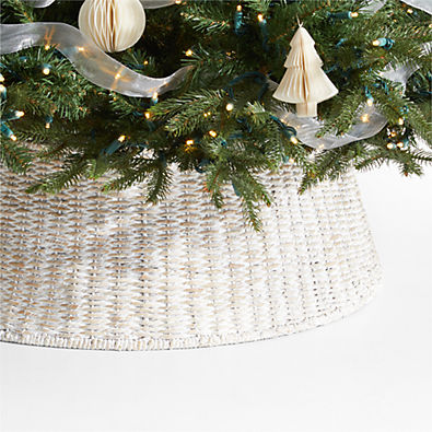 View Whitewash Woven Christmas Tree Collar 27" details