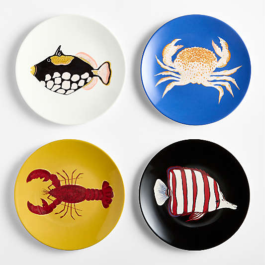 Seaside Melamine Salad Plates, Set of 4