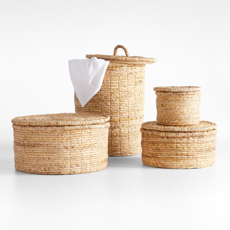 Seaton Round Woven Storage Basket with Lid