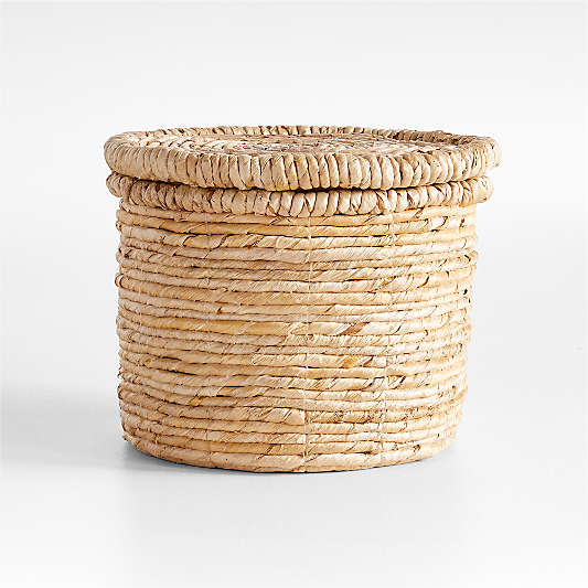 Seaton Small Round Woven Storage Basket with Lid