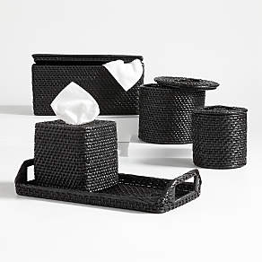 Sedona Square Black Tissue Box Cover + Reviews | Crate & Barrel