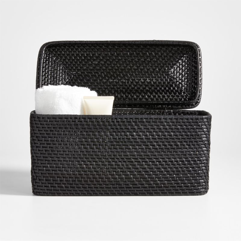 Viewing product image Sedona Black Lidded Rectangular Tote - image 1 of 4