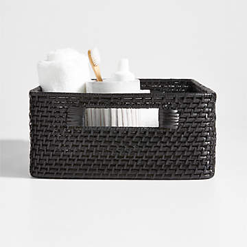 Folden Lane Small Black Rectangular Collapsible Storage Basket with Dividers