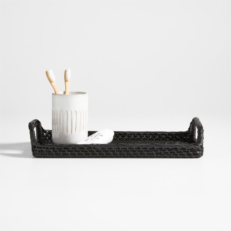 Rubber Coated Black Modern Vanity Tray + Reviews, CB2