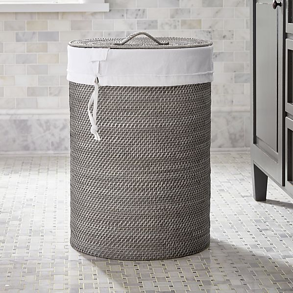 Coastal Collection Grey Rolled Paper Laundry Hamper