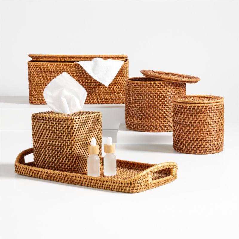 rattan bathroom decor