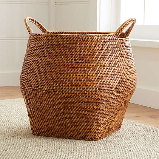 Sedona Honey Round Rattan Storage Basket