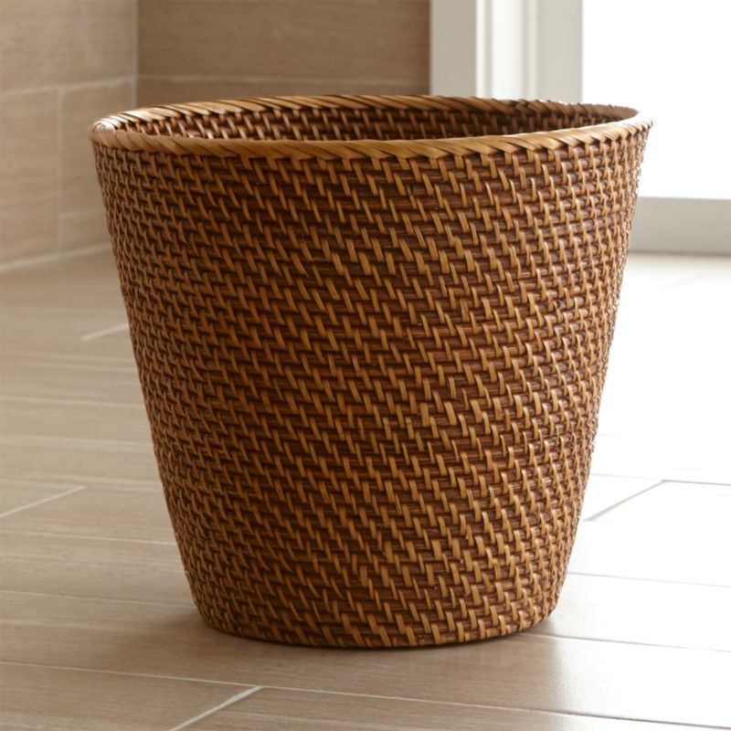 Shop Sedona Honey Rattan Waste Basket from Crate and Barrel on Openhaus