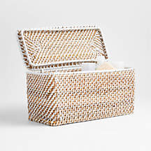 Sedona White Lidded Rectangular Tote + Reviews | Crate & Barrel