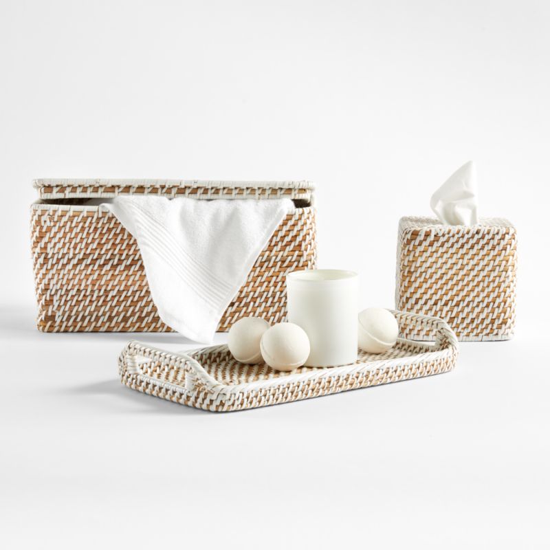 Sedona White Square Tissue Box Cover