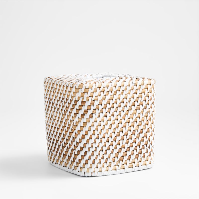 Sedona White Square Tissue Box Cover