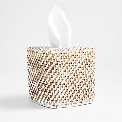 View Sedona White Square Tissue Box Cover details