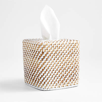 Sedona White Square Tissue Box Cover