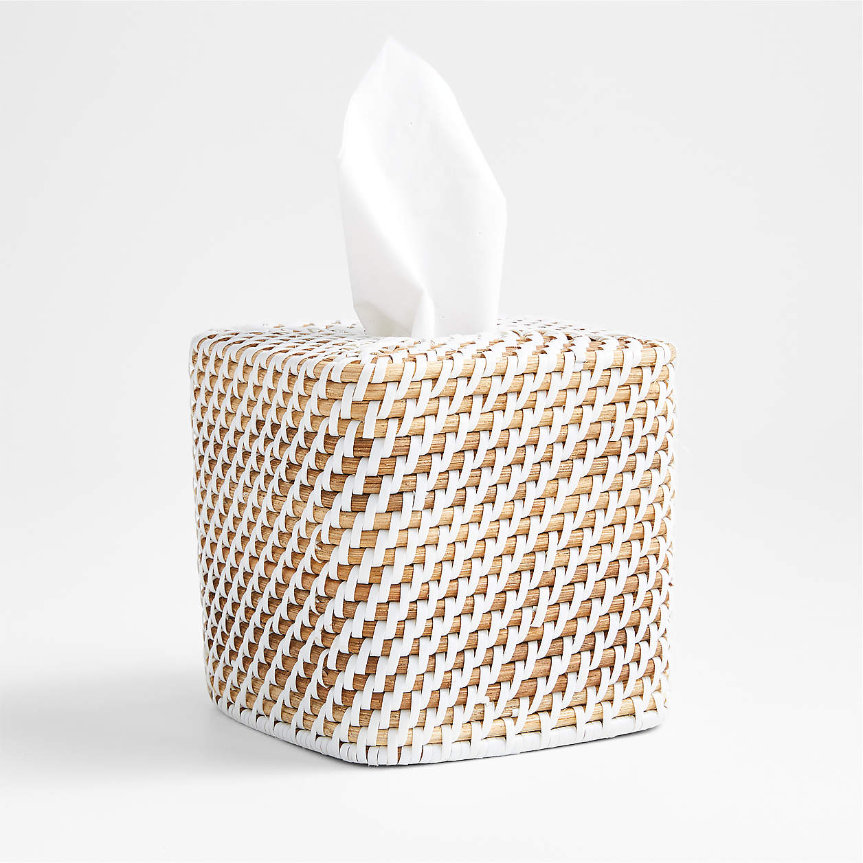 Sedona White Square Tissue Box Cover