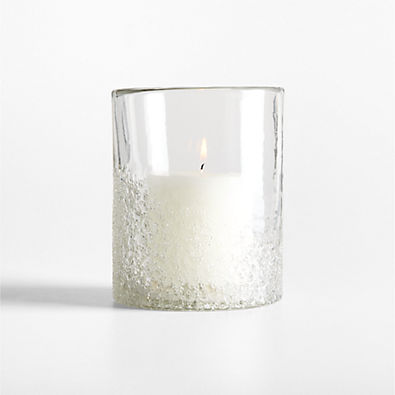View Seeded Textured Small Glass Hurricane Candle Holder 6" details