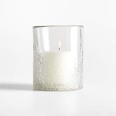 Seeded Textured Small Glass Hurricane Candle Holder 6"