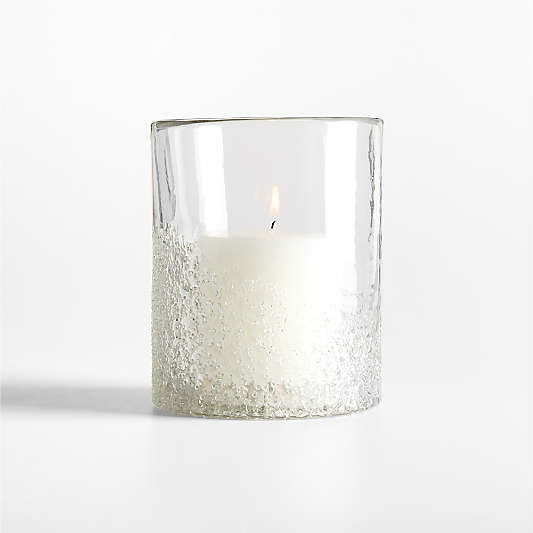 Seeded Textured Small Glass Hurricane Candle Holder 6"