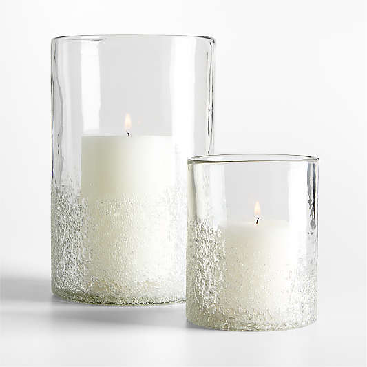 Seeded Textured Glass Hurricane Candle Holders