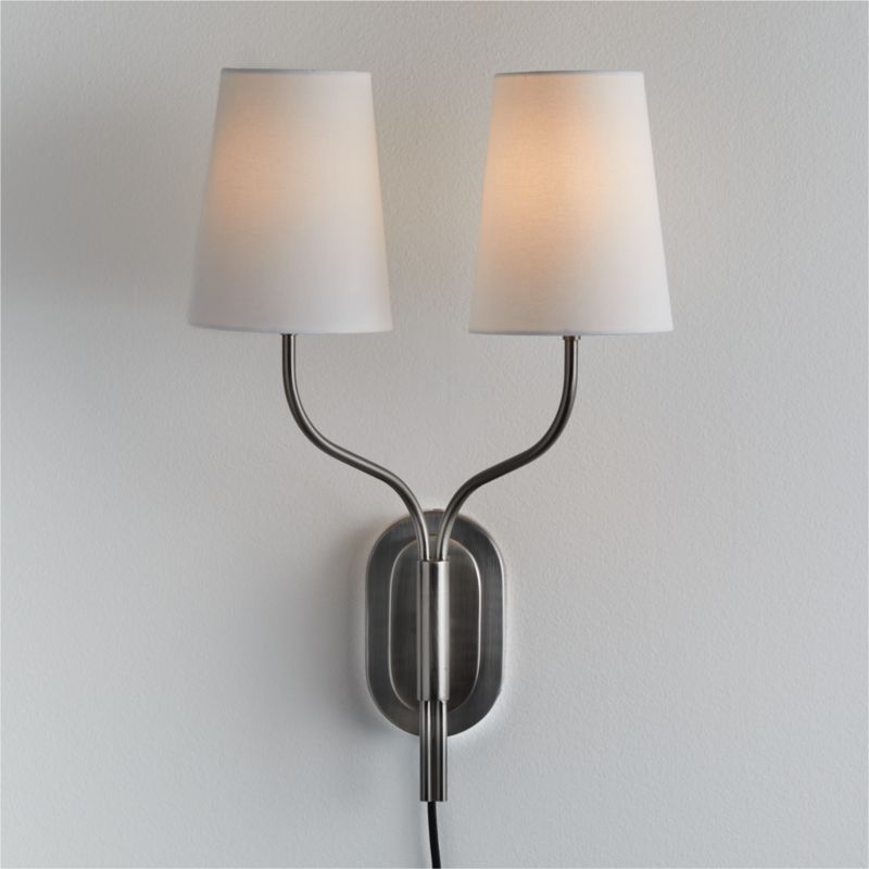 Seguin Brushed Nickel 2-Light Plug In Wall Sconce - image 3 of 7