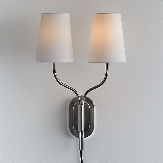 Seguin Brushed Nickel 2-Light Plug In Wall Sconce