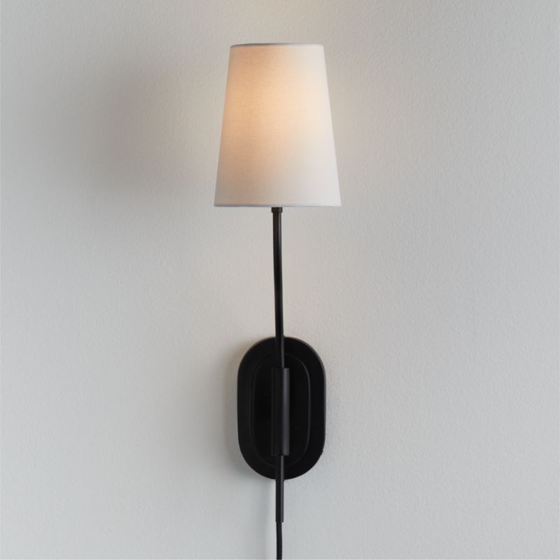 Seguin Blackened Steel Single-Light Plug In Wall Sconce