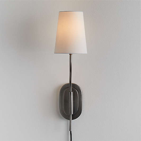 Seguin Brushed Nickel Single-Light Plug In Wall Sconce