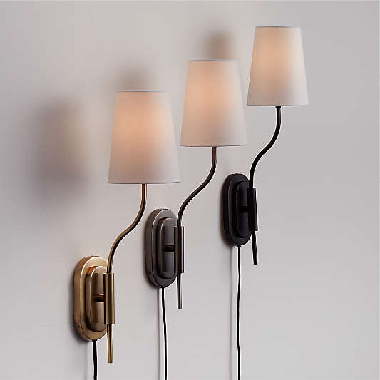 Seguin Brushed Nickel Single-Light Plug In Wall Sconce