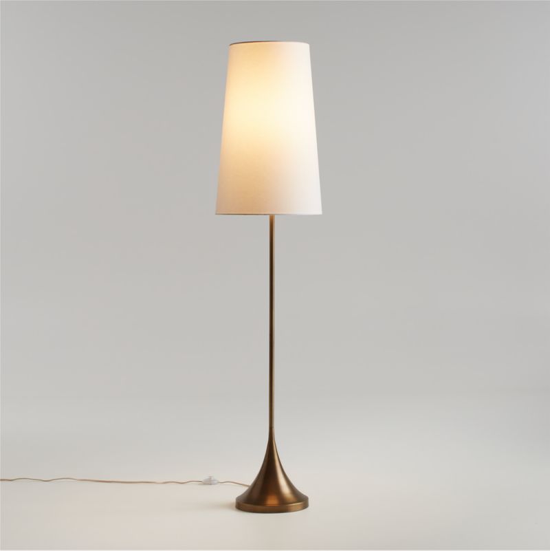 Promenade Black and Brass Floor Lamp with White Shade