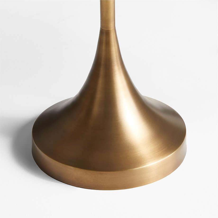 Table lamp SHADE, small, brass matt, with conical, brown shade, Brushed  Brass