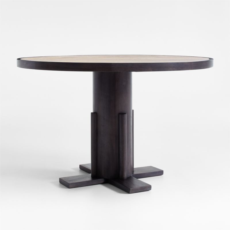 Unica 48" Round Mango Wood and Travertine Dining Table by Athena Calderone - image 8 of 13