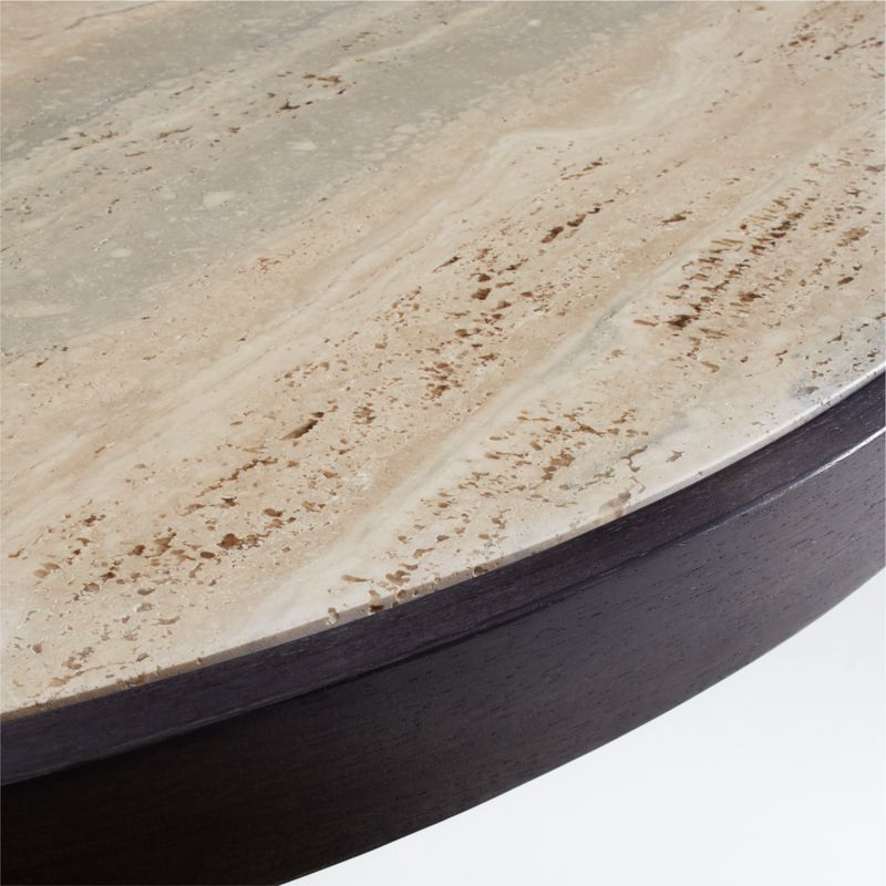 Unica 48" Round Mango Wood and Travertine Dining Table by Athena Calderone - image 9 of 13