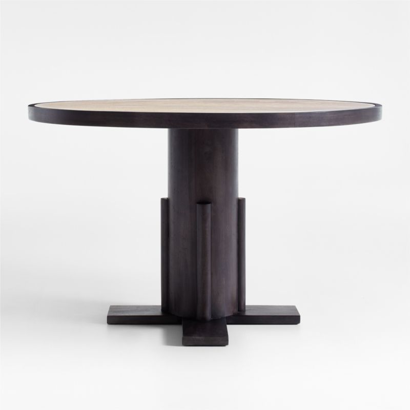 Unica 48" Round Mango Wood and Travertine Dining Table by Athena Calderone - image 0 of 13